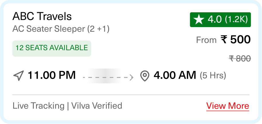 Secondary bus booking mobile interface top